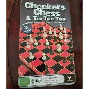 Cardinal Chess Checkers Tic Tac Toe Board Games 3 In 1 Travel Set sealed Pawns